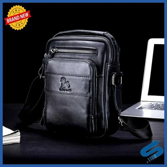 Genuine Leather Crossbody Bag with Multiple Pockets for Everyday Carry